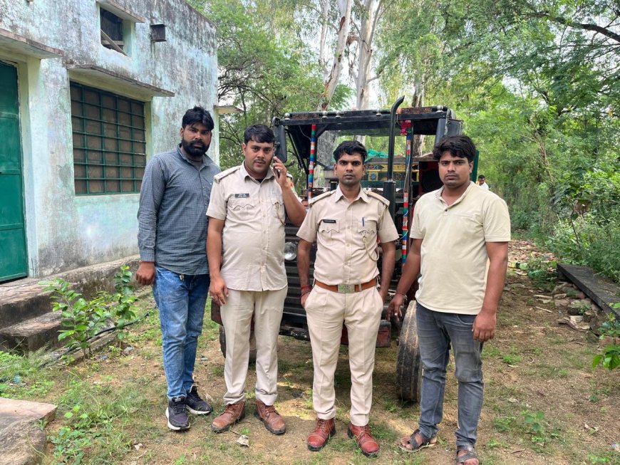 वन विभाग ने कार्यवाही करते हुए पाँच टैक्टर ट्रालियों को किया जप्त