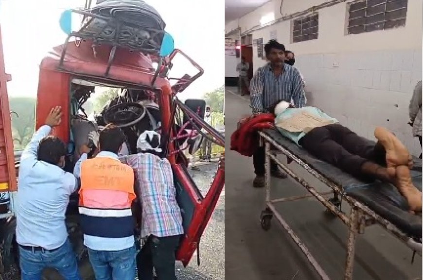 दो ट्रकों में भिड़ंत एक जने की मौत दो घायल रैफर