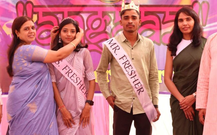 पूजा बनी मिस फ्रेशर और रणवीर बने मि. फ्रेशर :खैरथल महाविद्यालय में हुआ आगाज़ 2025 कार्यक्रम
