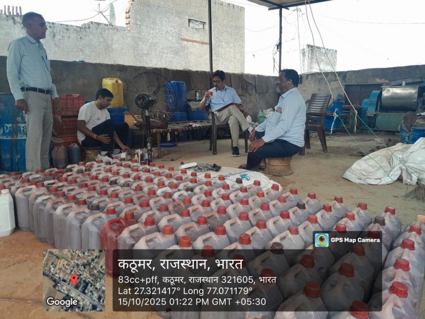 कठूमर कस्बे में खाद्य विभाग की बड़ी कार्रवाई: 6000 किलो पल्प एवं 3000 किलो सॉस को नष्ट कराया गया,