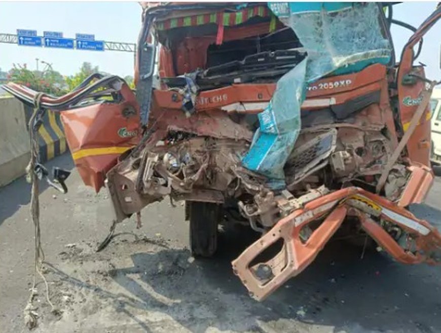 दिल्ली-मुंबई एक्सप्रेसवे पर ट्रक से टकराया कैंटर, ड्राइवर की मौत: पुलिस ने परिजनों को दी सूचना