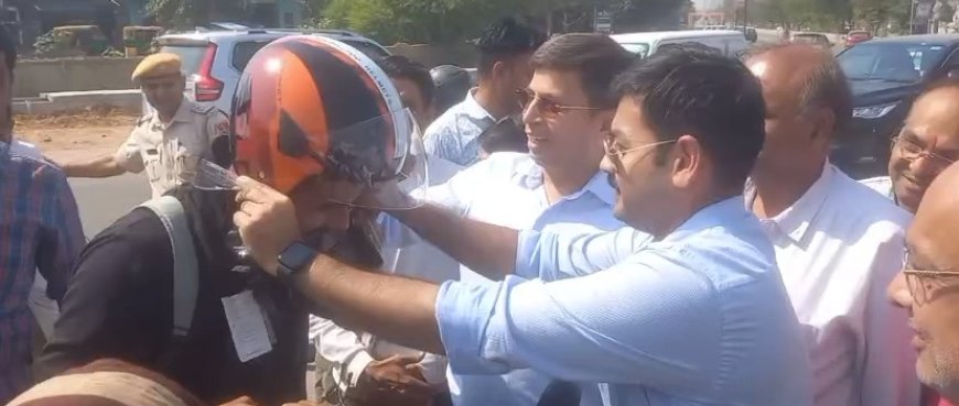 सरदार पटेल जयंती पर भिवाड़ी पुलिस का अनोखा ट्रैफिक अवेयरनेस अभियान, एसपी ने खुद पहनाया हेलमेट