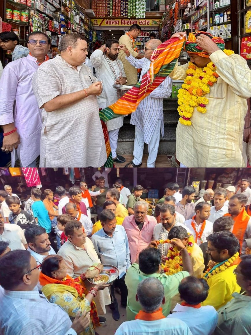 भाजपा प्रत्याशी मोरपाल सुमन कस्बे में दीपावली की रामा श्यामी लोगों का लिया आशीर्वाद