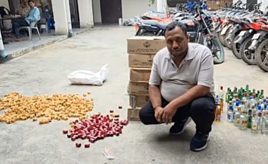 नकली राॅयल स्टैग शराब बनाकर बेचने वाला आरोपीआबकारी पुलिस के हत्थे चढ़ा गिरफ्तार