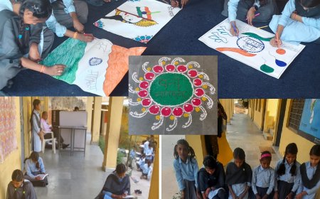 राष्ट्रीय गीत 'वंदे मातरम्' के 150 वर्ष पूरे होने के उपलक्ष्य में गोविंदगढ़ मे चित्रकला, रंगोली प्रतियोगिता आयोजित