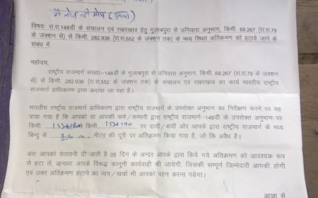 राष्ट्रीय राजमार्ग पर अतिक्रमण हटाने के आदेश, NHAI ने जारी किया नोटिस