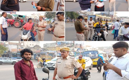 भिवाड़ी से बड़ी खबर — यातायात पुलिस का विशेष अभियान, बिना हेलमेट व नशे में वाहन चलाने वालों पर कार्रवाई