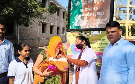 तखतगढ़ में बच्चों को पिलाई पोलियो की खुराक