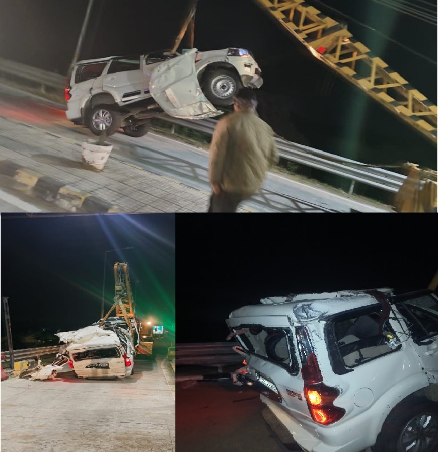 दिल्ली मुंबई एक्सप्रेस वे पर संतुलन बिगड़ने से स्कार्पियो पलटी एक की मौत चार घायल