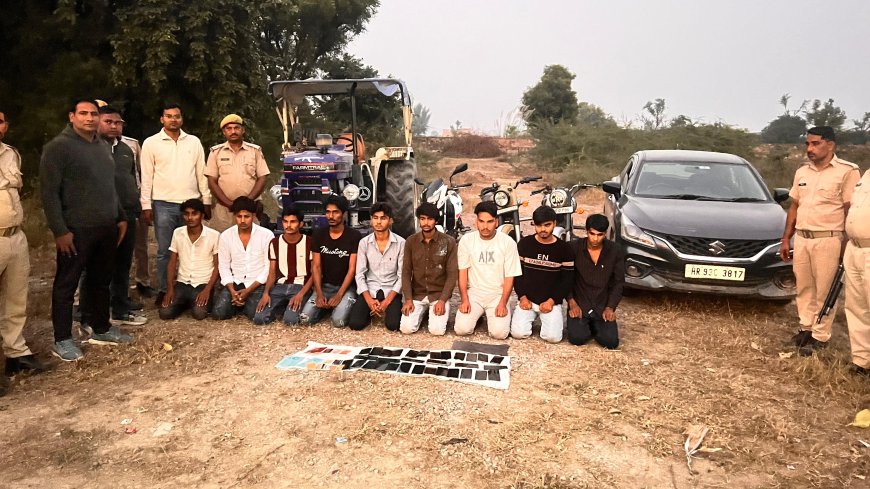 कामां थाना पुलिस ने 9 ठगों को किया गिरफ्तार: 31 मोबाइल जब्त, अश्लील वीडियो बनाकर करते ठगी करते थे; तीन फरार