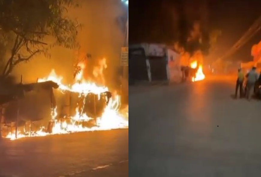 किशनगढ़बास में भीषण हादसा: शराबी ट्रक ड्राइवर ने खोखों में घुसाया ट्रक, आग लगने से मची अफरातफरी