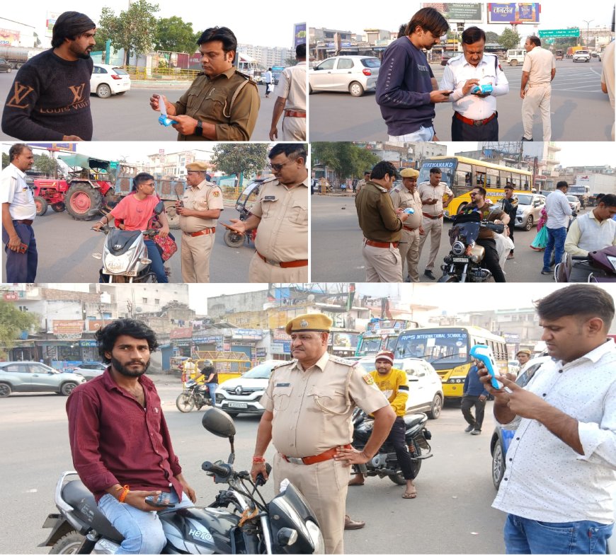 भिवाड़ी से बड़ी खबर — यातायात पुलिस का विशेष अभियान, बिना हेलमेट व नशे में वाहन चलाने वालों पर कार्रवाई