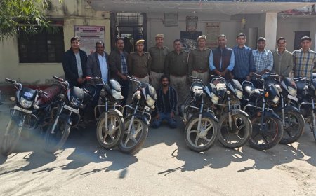 पुलिस थाना प्रतापनगर ने थाना सर्कल में हुई मोटरसाईकिल चोरी की घटना का किया खुलासा, आरोपी  गिरफ्तार: चोरी की कुल 10 मोटरसाईकिलें की बरामद