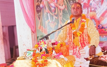 रामबास में सात दिवसीय संगीतमय श्रीमद्भागवत कथा का पांचवां दिन: गोवर्धन पूजा का वर्णन किया गया, श्रीकृष्ण की बाल लीलाएं और इंद्र का अहंकार तोड़ने की कथा सुनाई
