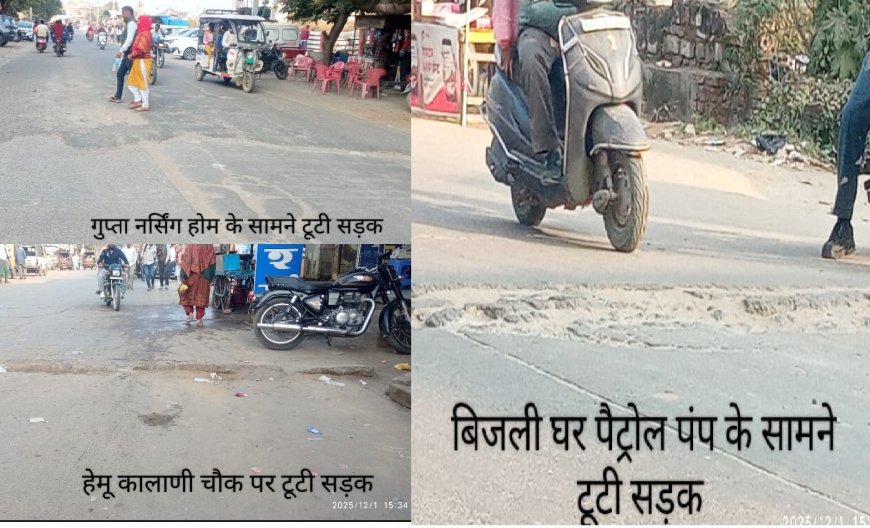 खैरथल शहर में मुख्य मार्गों की बदहाल सड़कें बनी हादसों का कारण, प्रशासन से त्वरित कार्रवाई की मांग