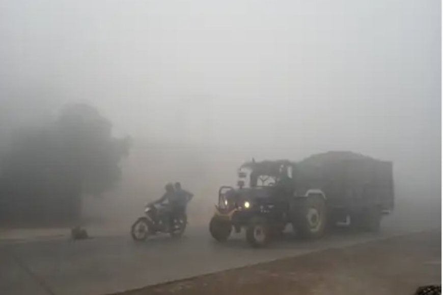 गोविंदगढ़ में घना कोहरा छाया, विजिबिलिटी घटी:ग्रामीण सड़कों पर वाहनों की रफ्तार धीमी, हेडलाइट जलाकर चलना पड़ा
