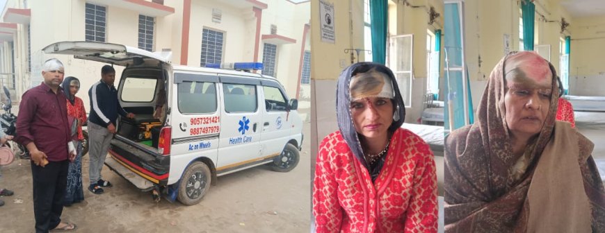 ट्रेलर से कार में मारी टक्कर, हादसे में तीन घायल; हलैना पुलिस बनी मददगार, महवा से वृन्दावन जा रहे घूमने