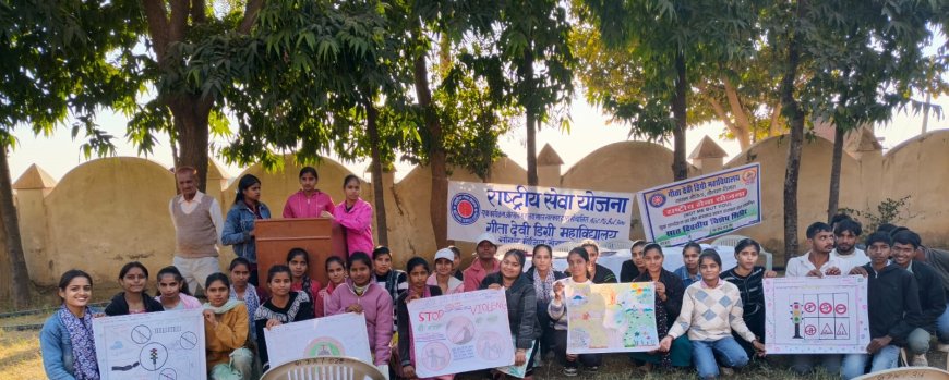 राष्ट्रीय सेवा योजना के पंचम दिवस पर स्वच्छ भारत के तहत श्रमदान कर सफाई की