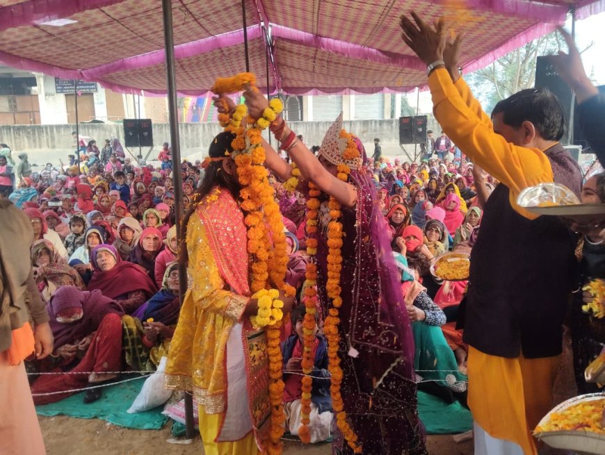 टिटपुरी के बेनामी संत आश्रम पर आयोजित श्रीमद्भागवत कथा में श्रीकृष्ण-रुक्मिणी विवाह प्रसंग सुनाया