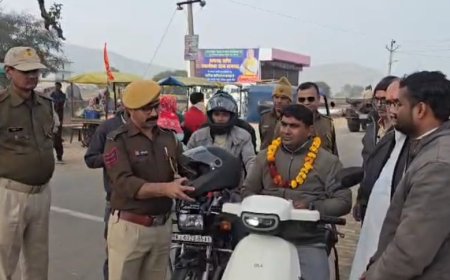 हेलमेट पहनने वालों का सम्मान, लापरवाहों को समझाइश; सड़क सुरक्षा को लेकर पुलिस सख्त