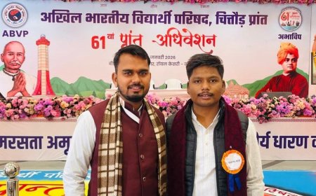 अभाविप चित्तौड़ प्रांत से पुनः प्रदेश सह मंत्री बने राहुल वर्मा व पुनः खेलो भारत के प्रदेश  सयोजक बने प्रवीण शर्मा