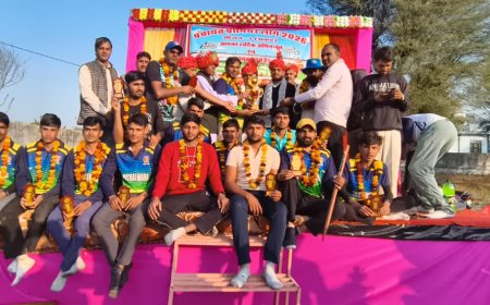 पंचायत प्रीमियर लीग 2026 के फाइनल मुकाबले में बीबीसी नाथलवाड़ा टीम सात विकेट से विजयी