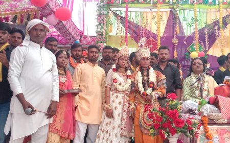 कृष्ण रुक्मणी विवाह पर गांव में निकाली झांकी, महिलाओं ने गाए मंगल गीत