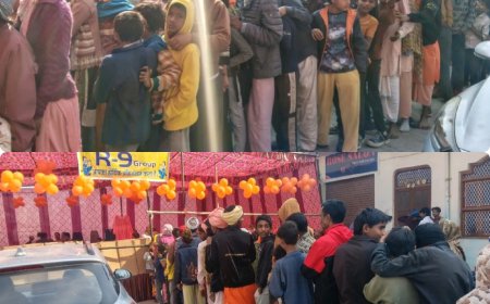 आर नाइन ग्रुप का सेवा अभियान 2100 नए कपड़े लोगों को बांटे