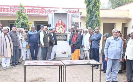 मंगोलाकी स्कूल में सरस्वती मां की मूर्ति की हुई स्थापना