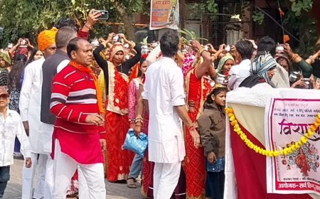 माधव बस्ती में हिंदू सम्मेलन का कलश यात्रा के साथ समापन संपन्न , शोभायात्रा जगह- जगह हुआ भव्य स्वागत