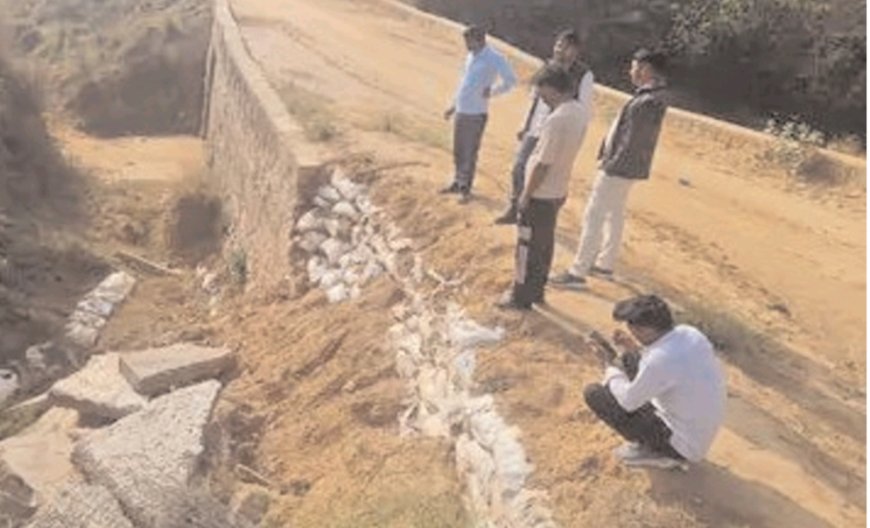 लादूवास-मालेरा पुलिया क्षतिग्रस्तः ग्रामीणों का घटिया निर्माण का आरोप, छह माह में ही टूटी