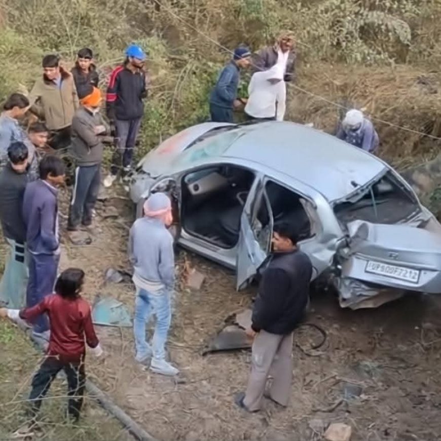 तेज रफ्तार कार पुल से नीचे गिरी; क्षतिग्रस्त कार छोड़कर चालक सहित सवारी फरार