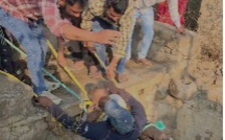 राजगढ़-अलवर मेगा हाइवे मार्ग पर ढिगावडा के समीप सूखे कुएं मे गिरा अधेड़, सुरक्षित निकाला