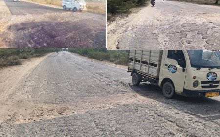 गंगापुर - रायपुर स्टेट हाईवे 75 पर मौत के गड्डे, हादसे की आशंका, शीघ्र नव निर्माण की मांग