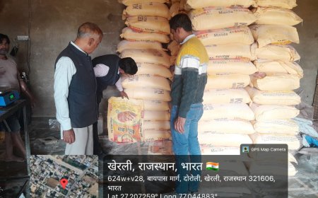 खाद्य सुरक्षा विभाग की टीम ने खेड़ली में की कार्रवाई, कई खाद्य पदार्थ किये जप्त