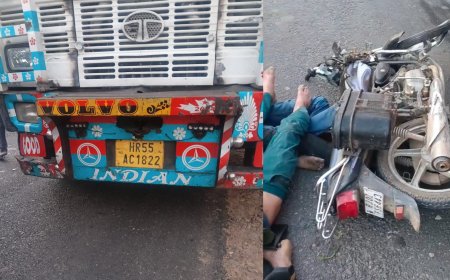 ट्रक बाईक में भिड़ंत एक की मौत दो गंभीर घायल ,अलवर रेफर