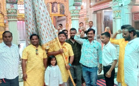 भक्ति के रंग में रंगा मकराना: जयकारों के साथ खाटू धाम के लिए 'निशान यात्रा' रवाना