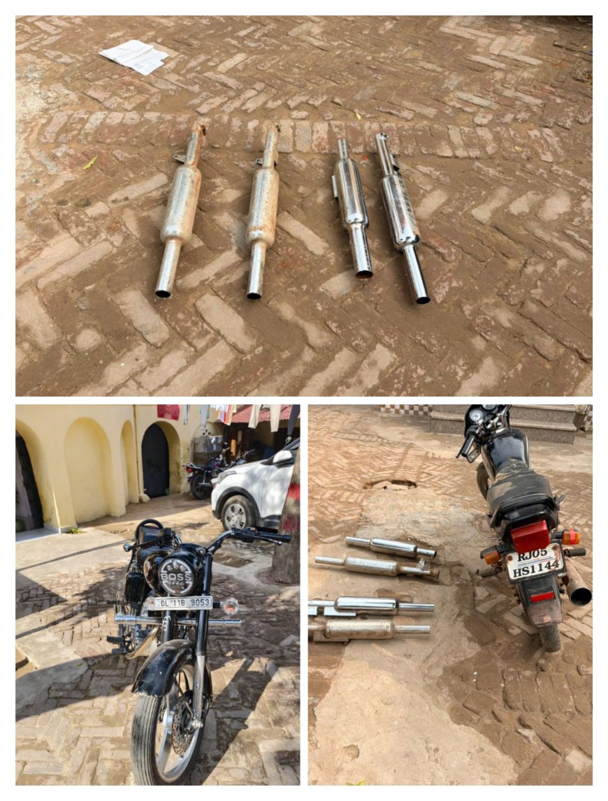 गोविंदगढ़ पुलिस ने मॉडिफाइड साइलेंसर के लिए चलाया अभियान: मॉडिफाइड साइलेंसर वाली 10 बाइकों के चालान काटे