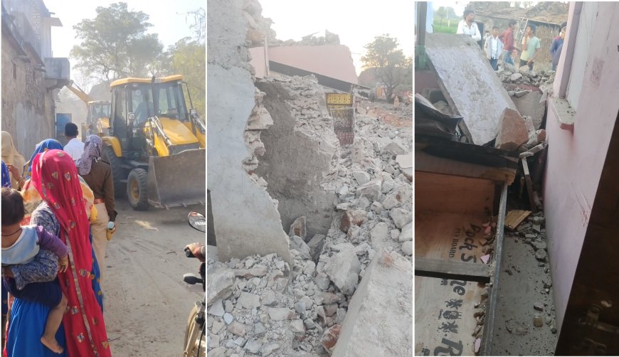 तेलीवाड़ा बास में अदालत के स्टे होने के बावजूद तीन मकानों में सार्वजनिक निर्माण विभाग ने तोड़फोड़ कर किया क्षतिग्रस्त