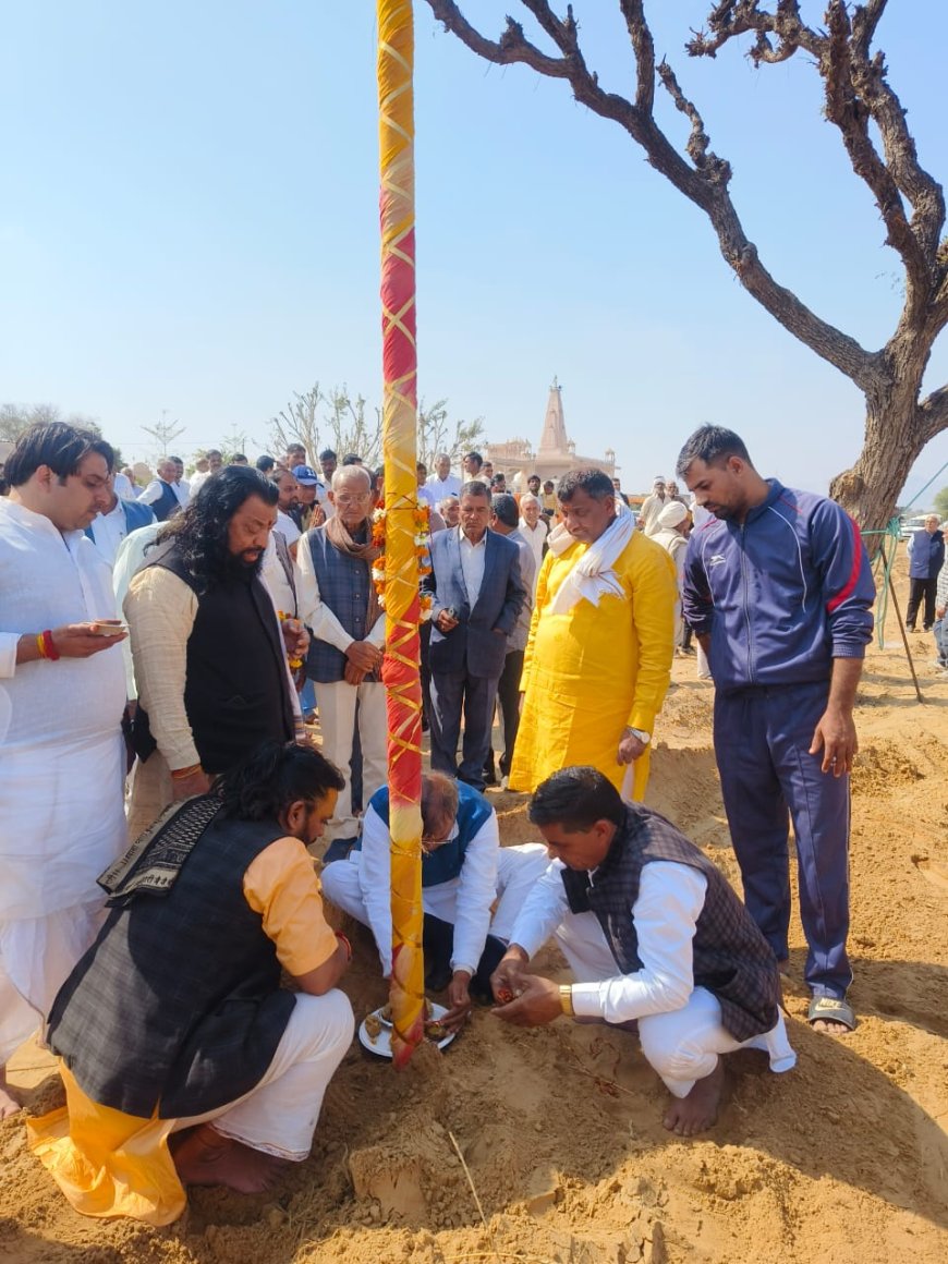 निर्जरा धाम राणासर में धर्म ध्वज पताका फहराई; 108 कुंडीय लक्ष्मीनारायण महायज्ञ 8 मार्च से होगा शुरू