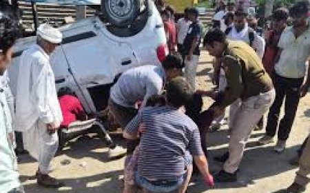 श्याम दर्शन कर लौट रहे कोटा के परिवार पर टूटा दुखों का पहाड़; हाईवे पर पलटी कार, एक की मौत,5 घायल