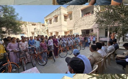 पीएमश्री  राजकीय उच्च माध्यमिक विद्यालय तखतगढ़ में नि शुल्क साइकिल वितरण कार्यक्रम आयोजित