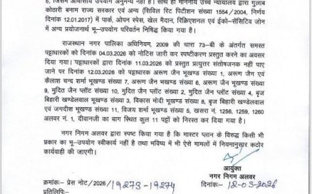 अलवर: 'दीवान जी का बाग' में अवैध प्लॉटिंग पर बड़ा एक्शन; नगर निगम ने निरस्त किए 11 पट्टे