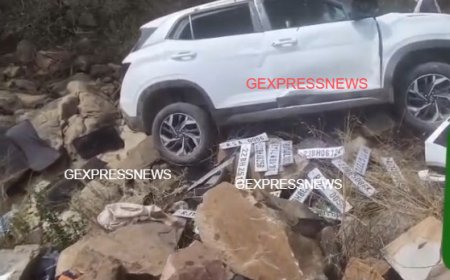 मासूम के अपहरण का प्रयास विफल ग्रामीणों ने पिछा किया तो खाई में गिरी बदमाशों की क्रेटा