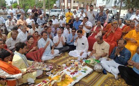 महादेव-हनुमान के जयकारों से गूंजा भीलवाड़ा, धर्म ध्वजा स्थापना के साथ शिव महापुराण कथा का श्रीगणेश