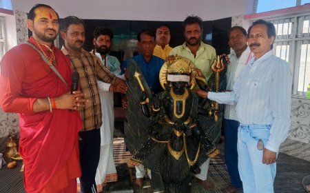 हलैना भक्तिमय वातावरण में  शनिदेव प्राण प्रतिष्ठा महोत्सव का शुभारंभ