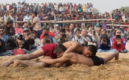 दिवंगत सरपंच के पुत्र ने कायम रखी मेला की प्रथा; बल्लभगढ देवी माता मेला में पहलवानों ने दिखाए दंगल में दावपेच