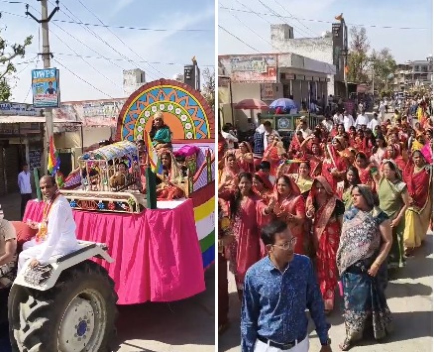 भगवान आदिनाथ जयंती पर रामगढ़ में जैन समाज की ओर से शोभा यात्रा निकाली; बैंड बाजे व डीजे रहे मुख्य आकर्षण