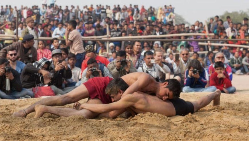 दिवंगत सरपंच के पुत्र ने कायम रखी मेला की प्रथा; बल्लभगढ देवी माता मेला में पहलवानों ने दिखाए दंगल में दावपेच