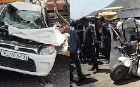 बेकाबू टैंकर ने  12 वाहनों को टक्कर मारी: दो कार और बाइक बुरी तरह पिचक गई, घायलों को हॉस्पिटल पहुंचाया